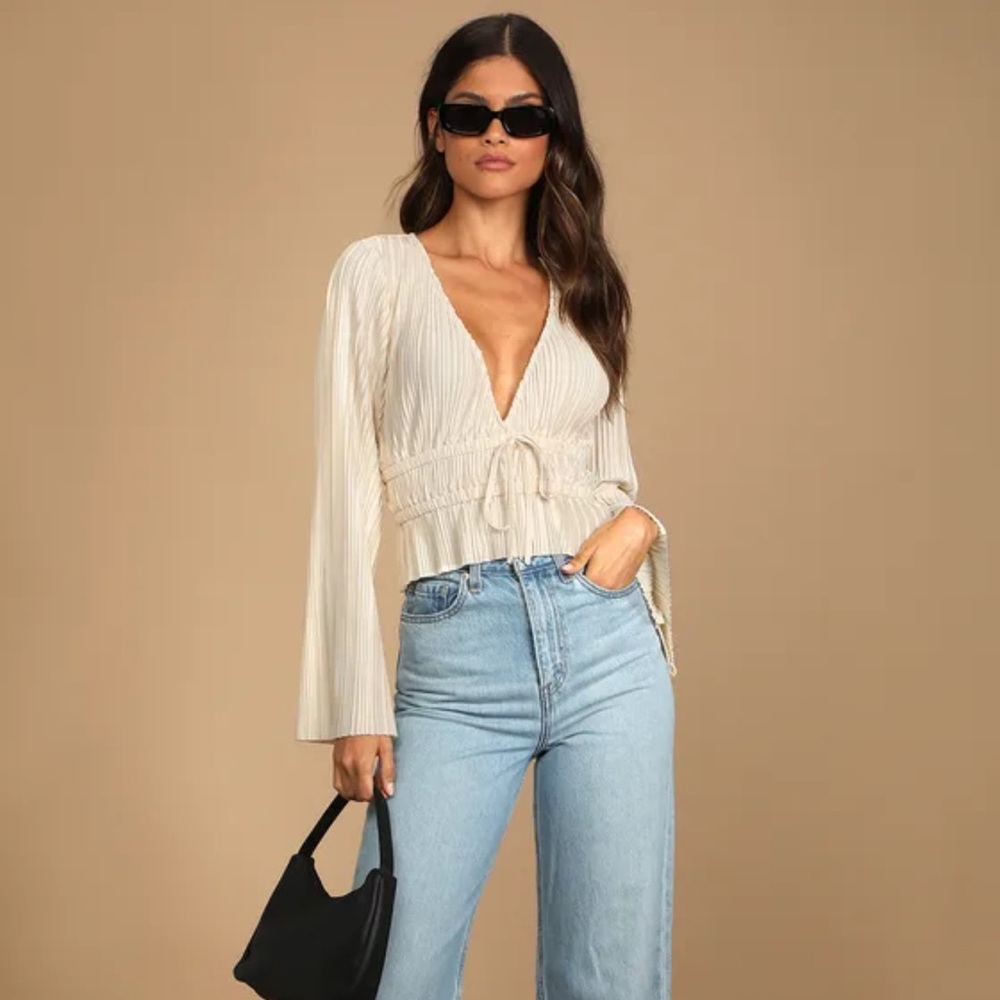 Lulu's Champagne Bell Sleeve Top
